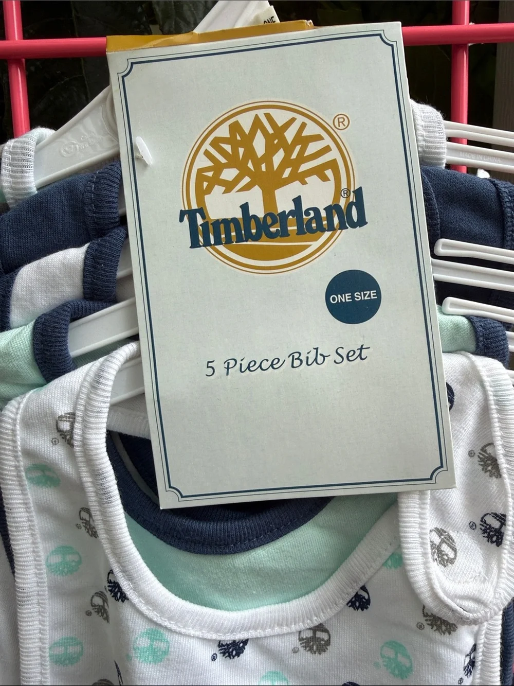 New vintage multicolored Timberland cotton 5 pc bib set